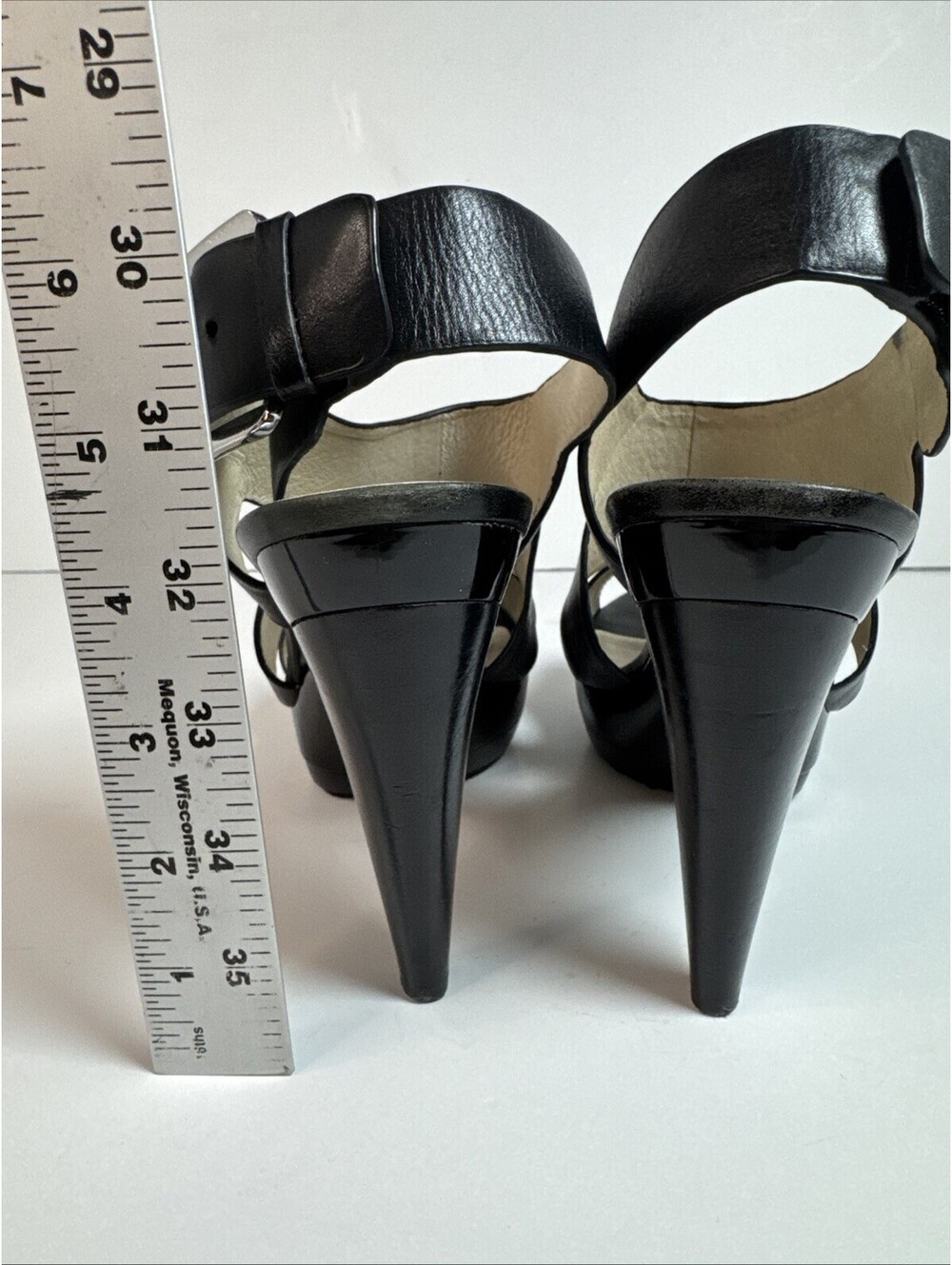 Michael Kors Carla Platform Leather Block Heel Sandals Women’s Size 8 Black - Picture 7 of 9